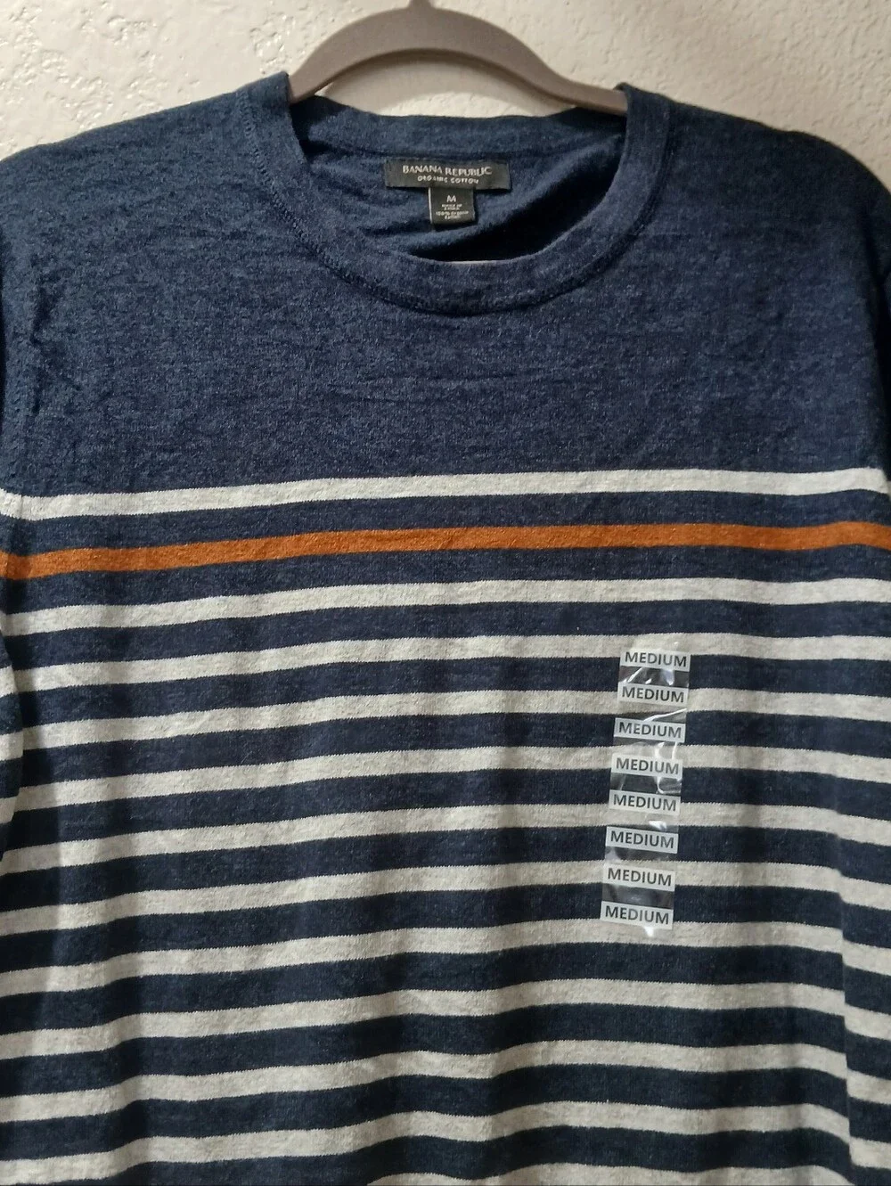 Banana Republic Nwot M 100% organic cotton Crewneck Sweater with Rust Accent
